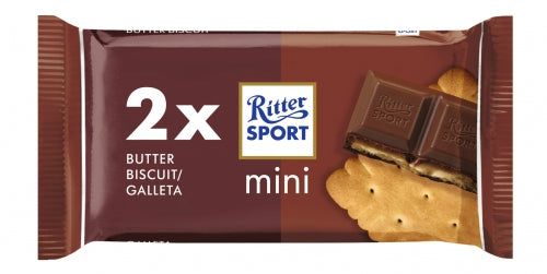 CHOCOLATE RITTER SPORT MINI TWO PACK BUTTER BISCUIT 33.34 GR