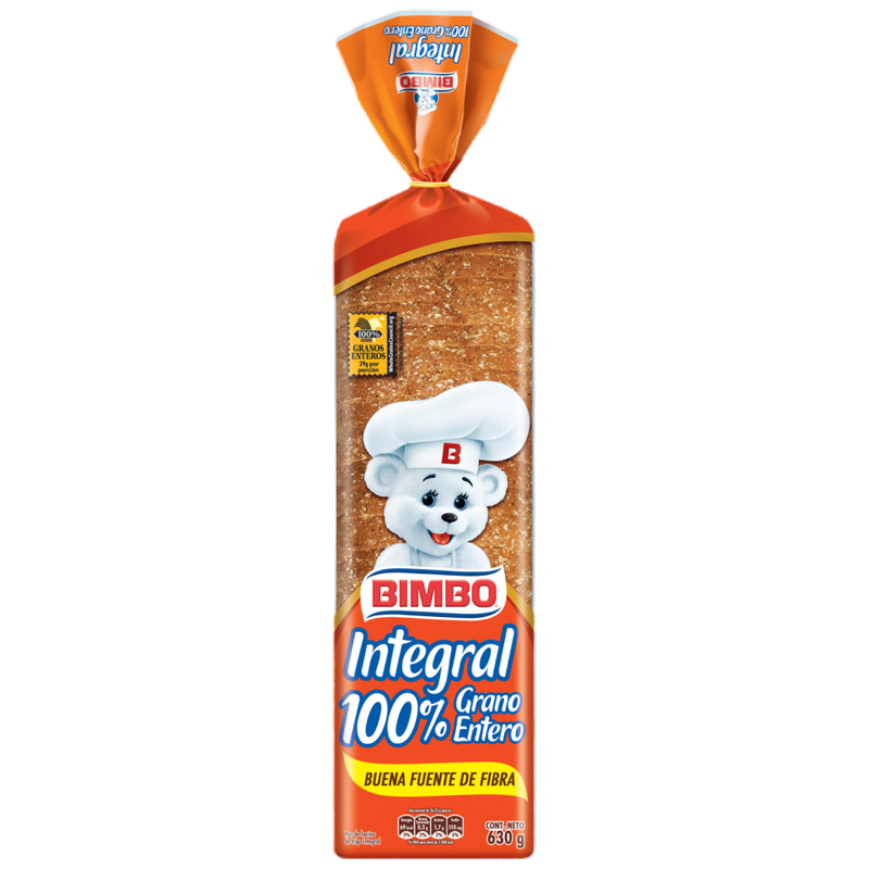 PAN BIMBO MOLDE INTEGRAL 100% GRANO ENTERO 630 G