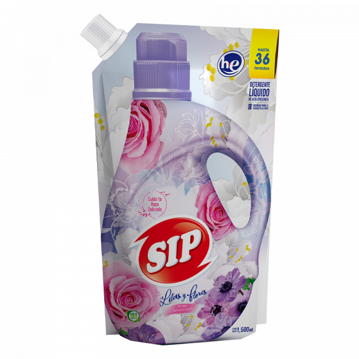 DETERGENTE LIQUIDO SIP LILA Y FLORES 1500 ML