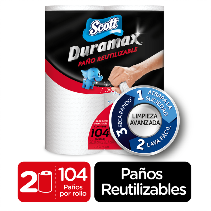 PAÑO REUTILIZABLE SCOTT DURAMAX 2P 52 HOJAS