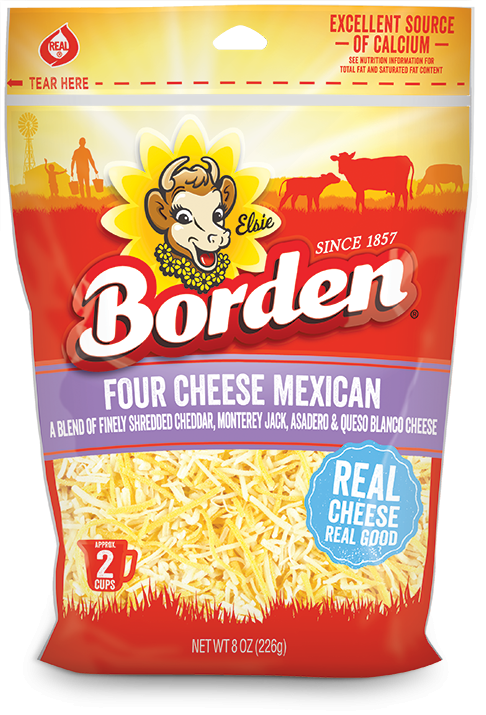 QUESO BORDEN FOUR CHEESE MEXICAN RALLADO 8 OZ