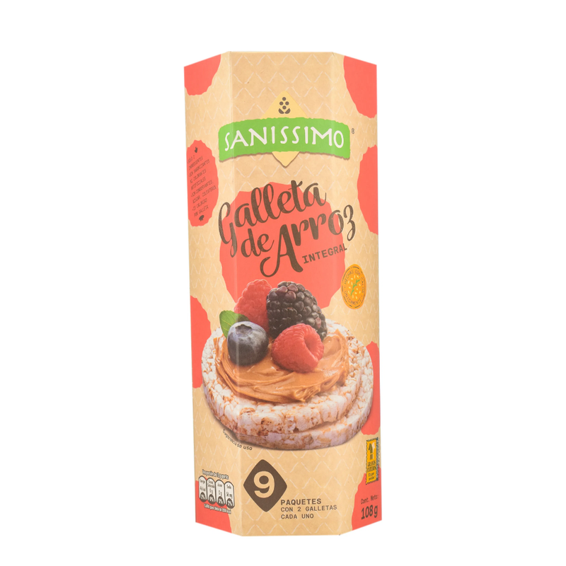 GALLETAS DE ARROZ SALMAS SANISSIMO INTEGRAL 9 PAQ 108 G