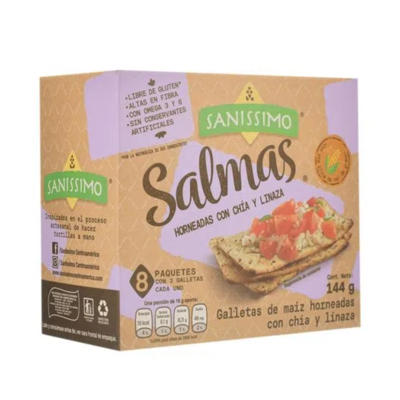 GALLETAS SANISSIMO HORNEADA CON CHIA Y LINAZA 8 P 144 G