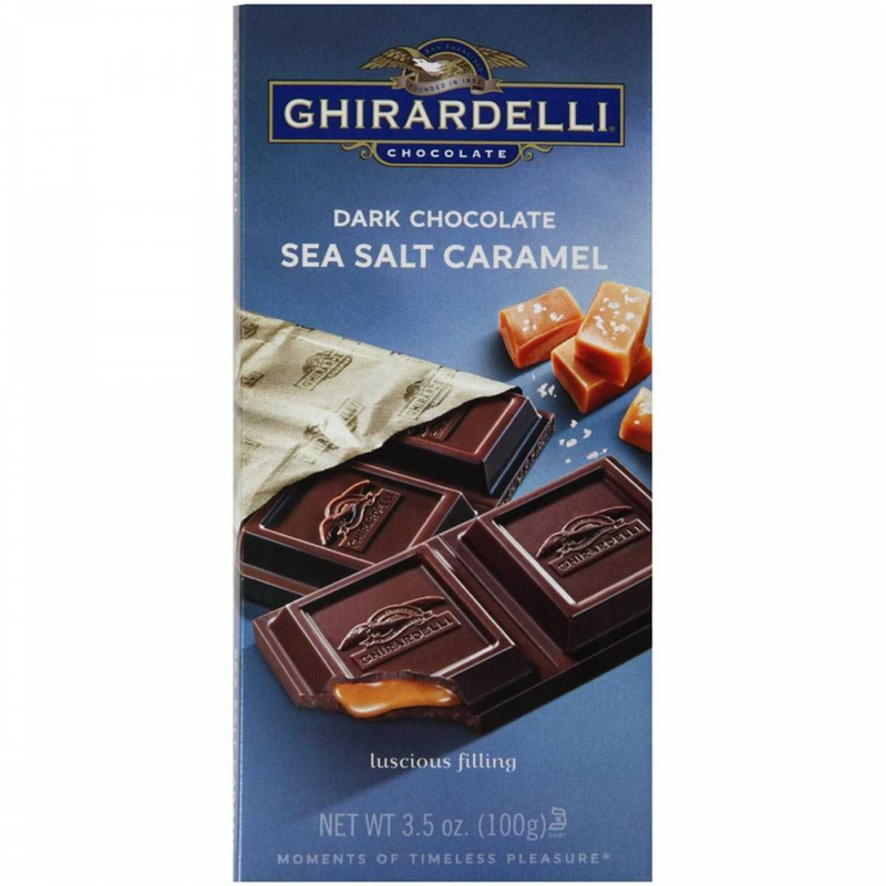 CHOCOLATE GHIRARDELLI DARK & SALT CARAMEL BAR 3.5 OZ