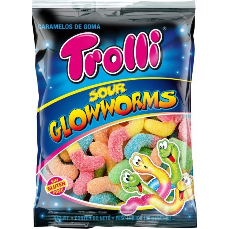 GOMITAS TROLLI SOUR GLOWWORM PEG 100 GR