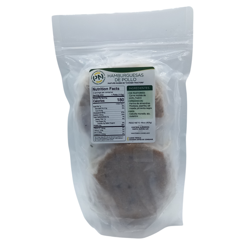 HAMBURGUESAS DE POLLO DE PASTOREO PANAMA NATURALS - 4 UNIDADES - 8 OZ