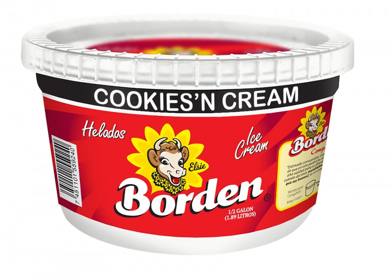 HELADO BORDEN COOKIES 'N CREAM 1/2 GAL