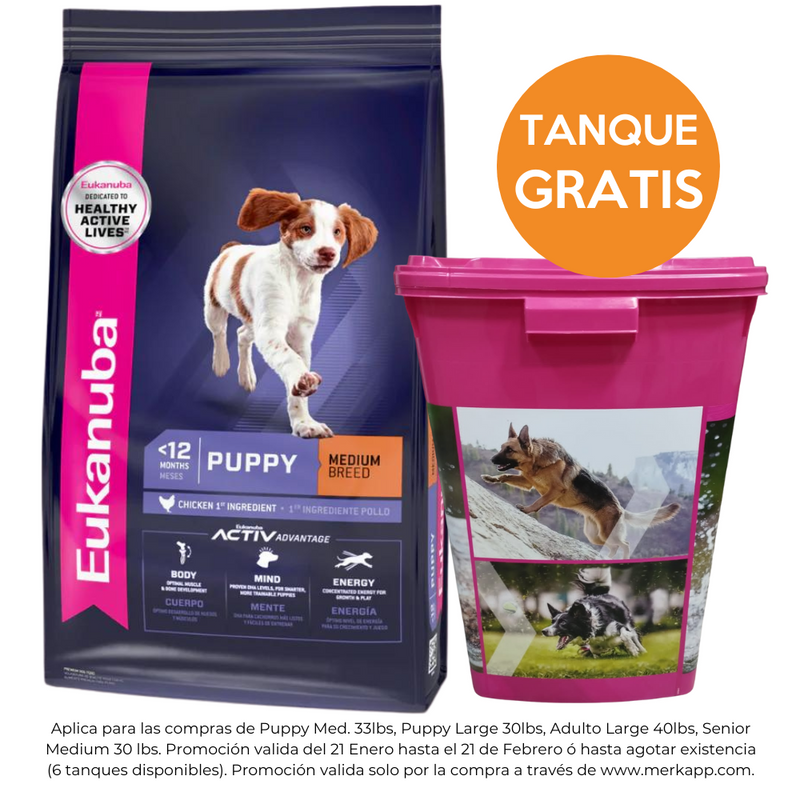 ALIMENTO PARA CACHORRO EUKANUBA RAZA MEDIANA 15KG (33LB)