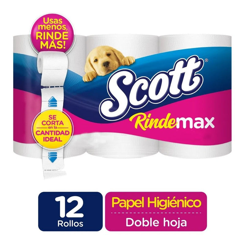 PAPEL HIGIENICO SCOTT RINDEMAX DOBLE HOJA XXG 12 ROLLOS