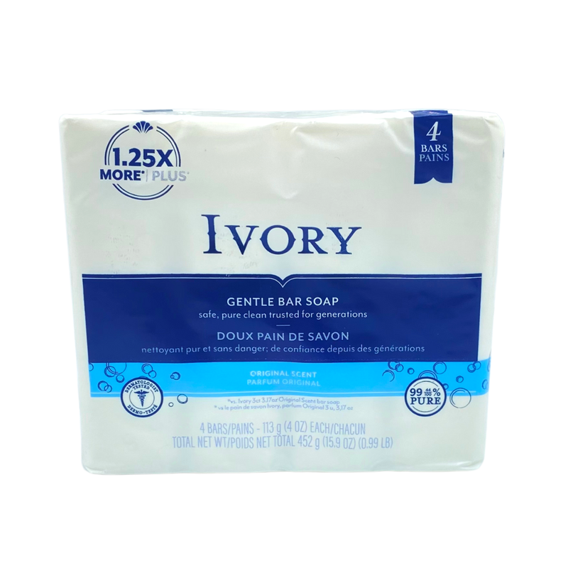 JABON IVORY ORIGINAL EN BARRA 113G 4 PACK