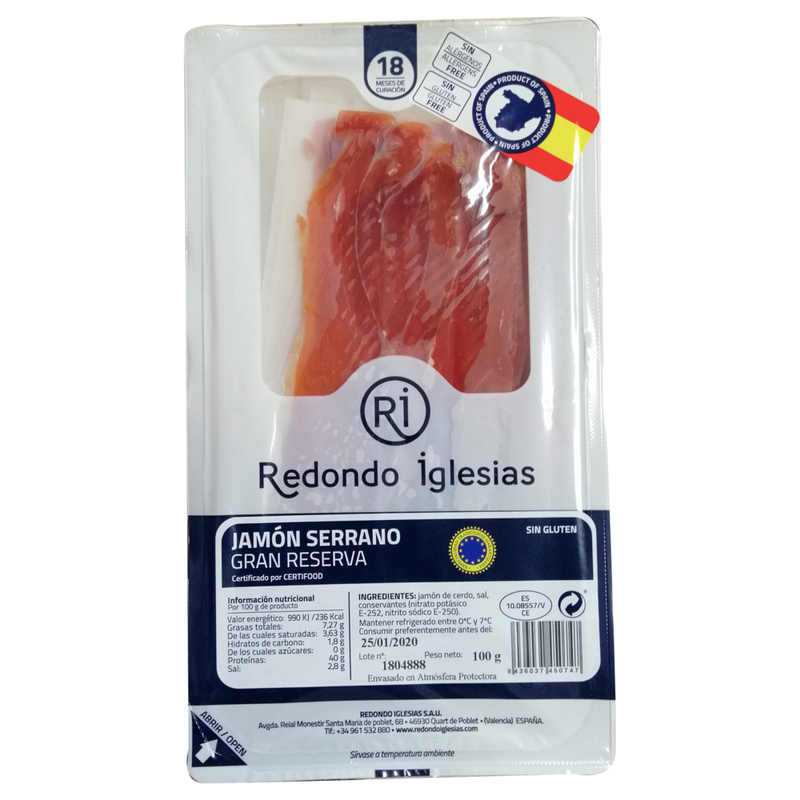 JAMON SERRANO REDONDO IGLESIAS 100 G