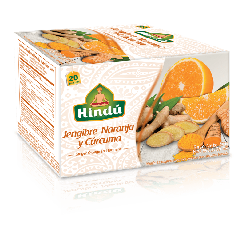 TÉ HINDÚ JENGIBRE, NARANJA Y CÚRCUMA  CAJA DE 20 SOBRES