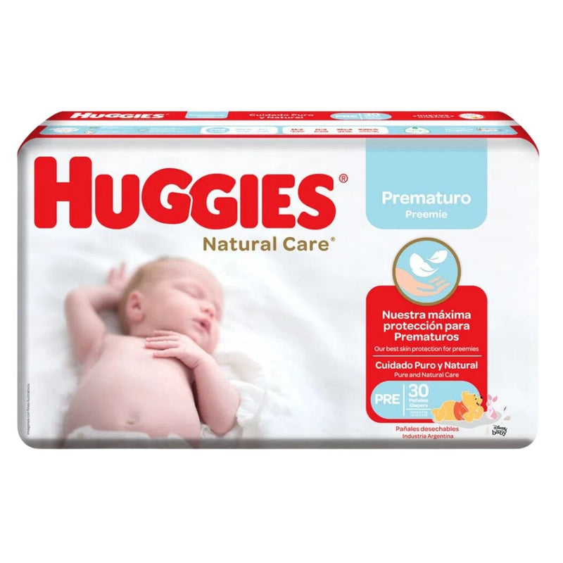 PAÑALES HUGGIES NATURAL CARE PREMATURO 30 UND