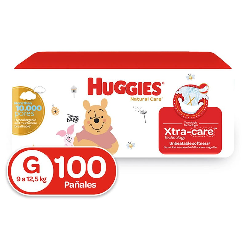 PAÑALES HUGGIES NATURAL CARE 9 A 12.5 KG 100 UND