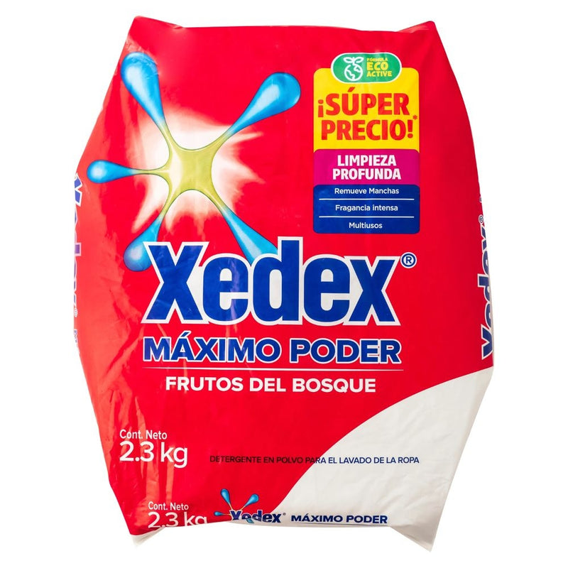 DETERGENTE EN POLVO MAXIMO PODER FRUTOS DEL BOSQUE XEDEX 2.3 KG