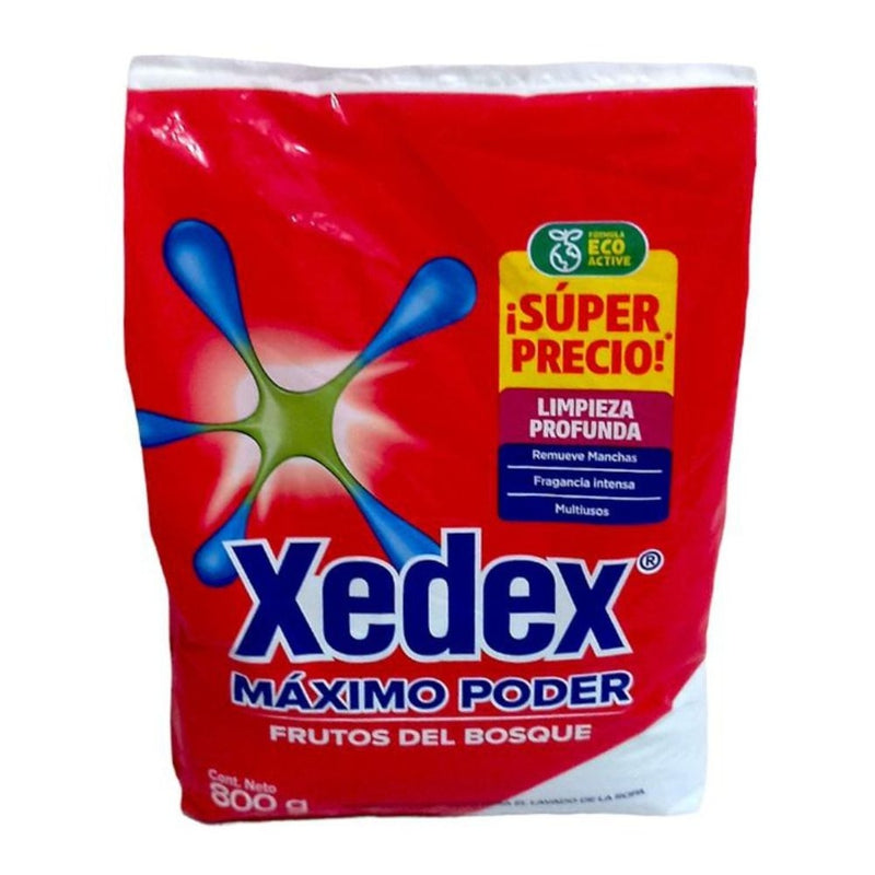 DETERGENTE EN POLVO XEDEX MAXIMO PODER FRUTOS DEL BOSQUE 800 GR