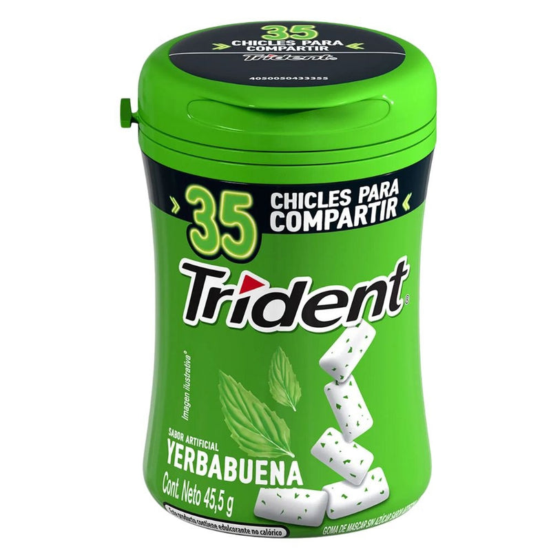 CHICLE TRIDENT YERBA BUENA BOT 35 UND