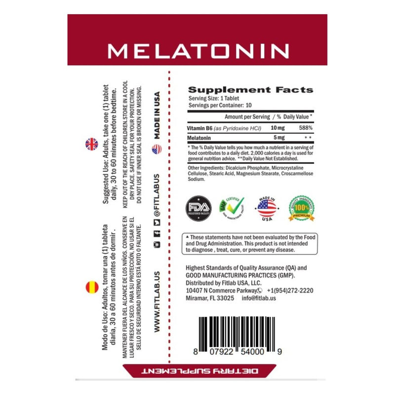 MELATONINA 5 MG FIT LAB 10 UND