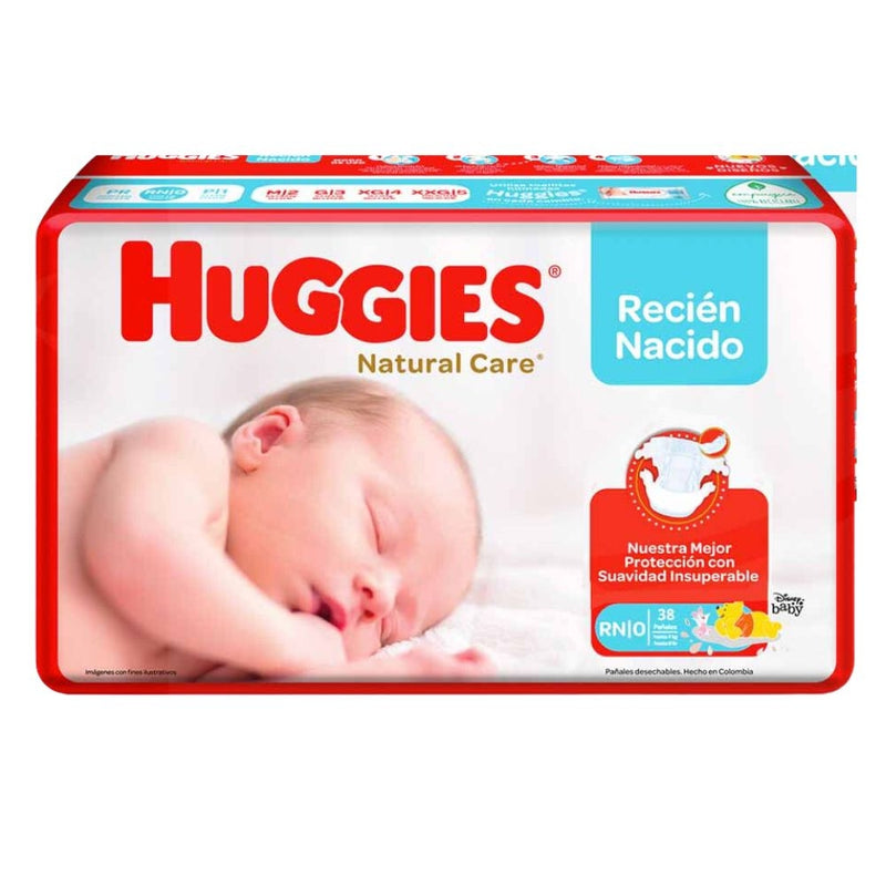 PAÑALES HUGGIES NATURAL CARE RECIEN NACIDO 38 UND