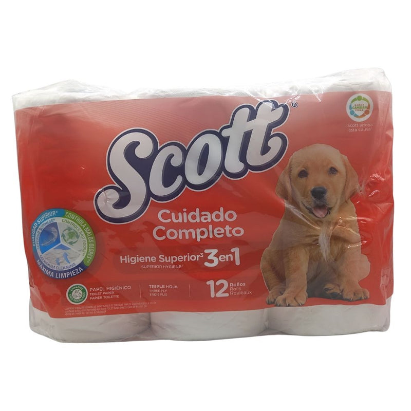 PAPEL HIGIENICO SCOTT CUIDADO COMPLETO 12 ROLLO