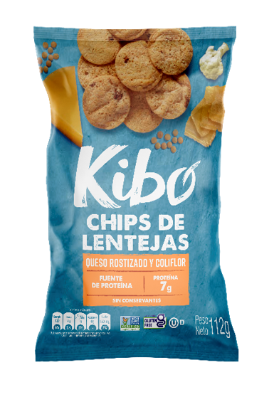 KIBO CHIPS DE LENTEJAS CON QUESO ROSTIZADO Y COLIFLOR 112G