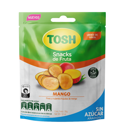 SNACKS TOSH HOJUELAS DE MANGO DESHIDRATADO 28 GR