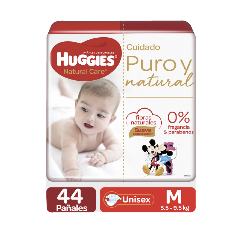 PAÑAL HUGGIES NATURAL CARE M 44 UN 5.5-9.5KG