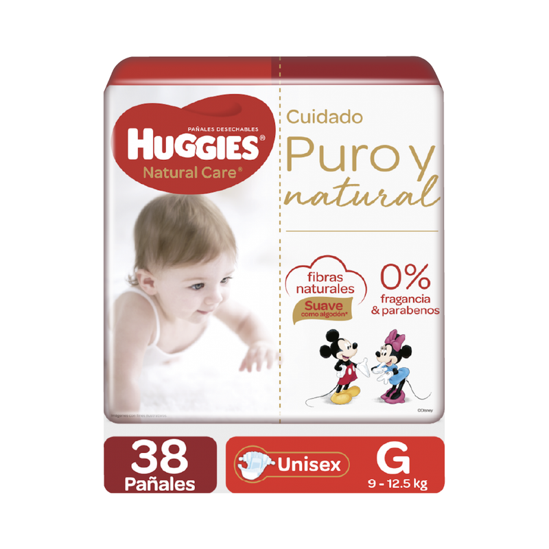 PAÑAL HUGGIES NATURAL CARE G 38 UN 9-12.5 KG