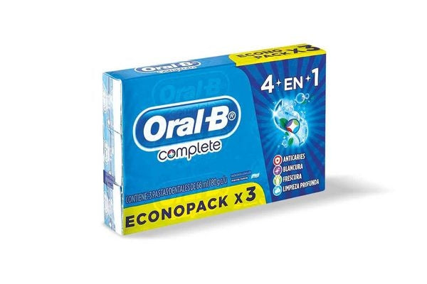 PASTA DE DIENTES ORAL B COMPLETE 4 EN 1 MENTA SUAVE PACK DE 3 66ML