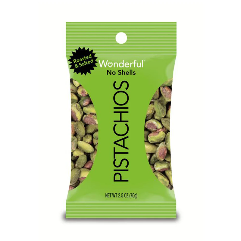 PISTACHIOS ROASTED SALTED NO SHELLS WONDERFUL 2.5 OZ