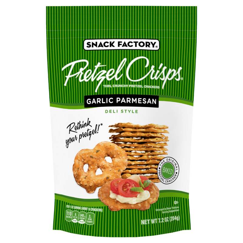 PRETZEL CRISPS GARLIC PARMESAN SNACK FACTORY 7.2.OZ