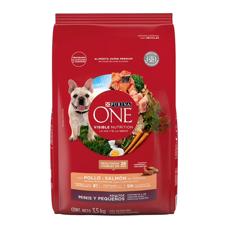 PURINA ONE ADULTOS MINIS Y PEQUEÑOS POLLO Y SALMÓN 3.5 KG