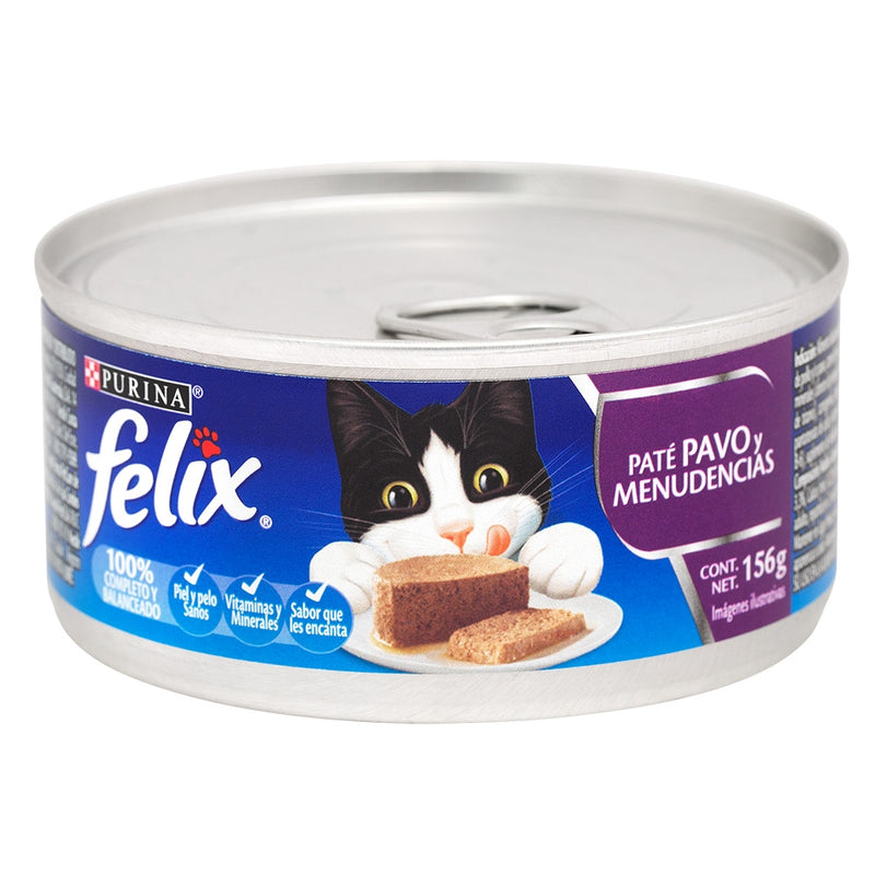 PURINA FELIX GATO PATÉ DE PAVO Y MENUDENCIAS LATA 156 G