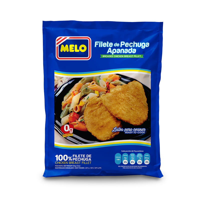 FILETE DE PECHUGA APANADO MELO 1 LB