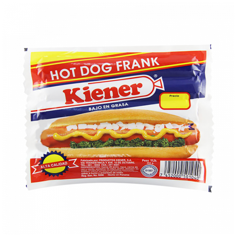 SALCHICHA FRANK HOT DOG KIENER 450 GR