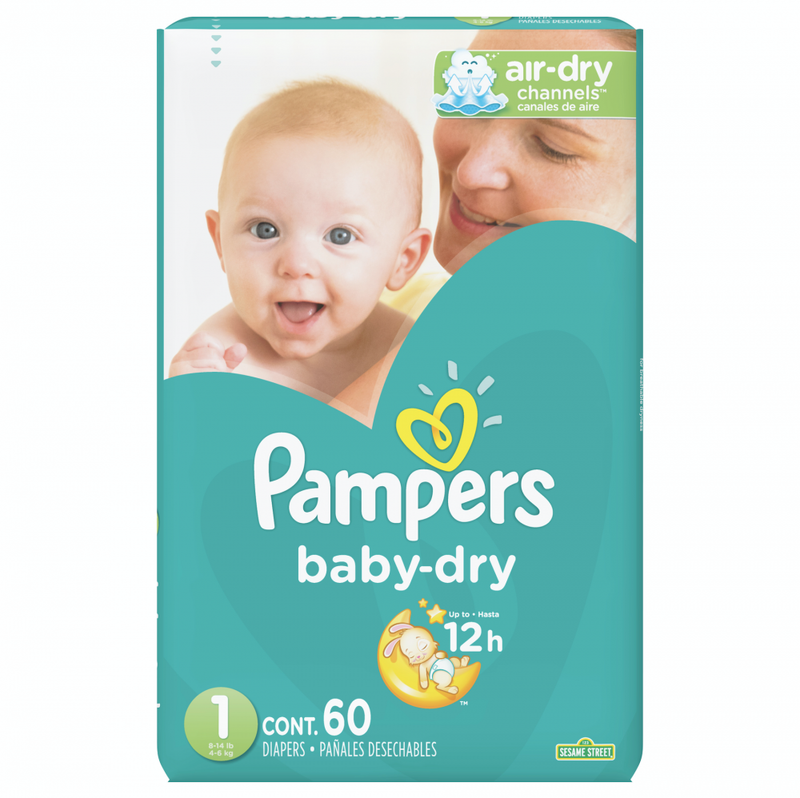 PAÑALES PAMPERS BABY DRY TALLA 1 - 60 UND