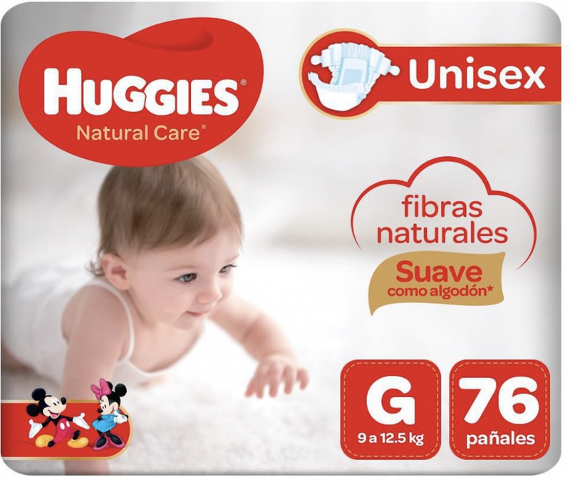 PAÑAL HUGGIES NATURAL CARE G 76 UN 9-12.5 KG