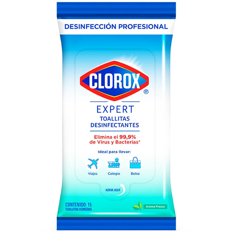 TOALLITAS DESINFECTANTES CLOROX EXPERT  FLOWPACK 15 UNIDADES