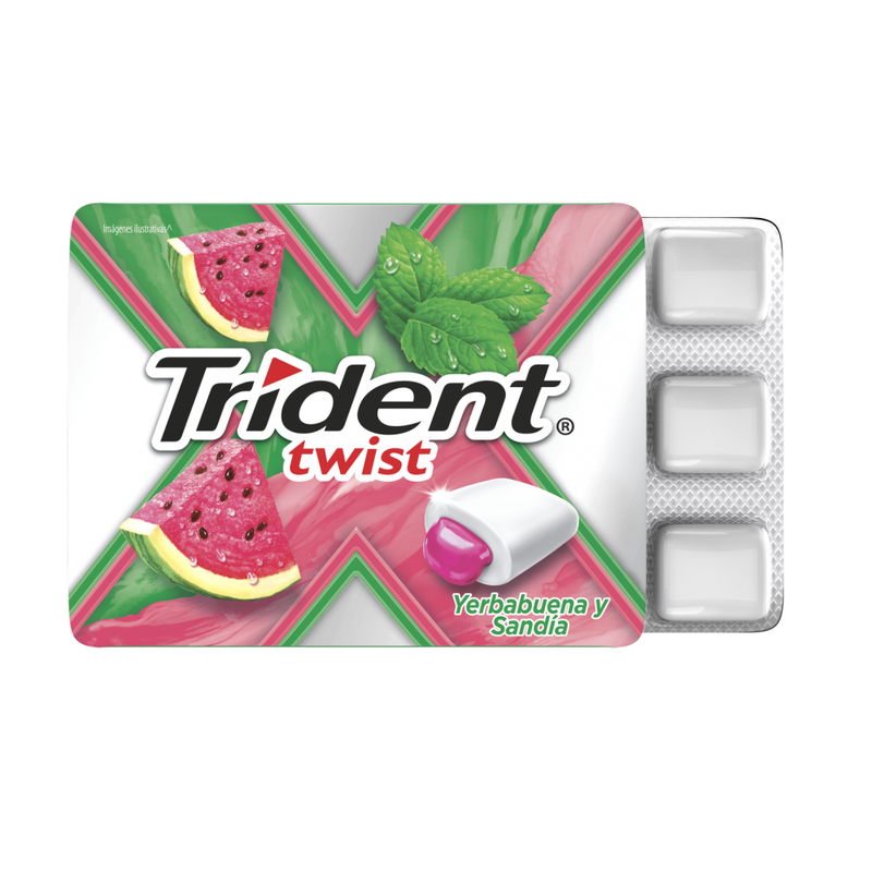 CHICLE TRIDENT TWIST YERBA SANDIA 9 UNIDADES