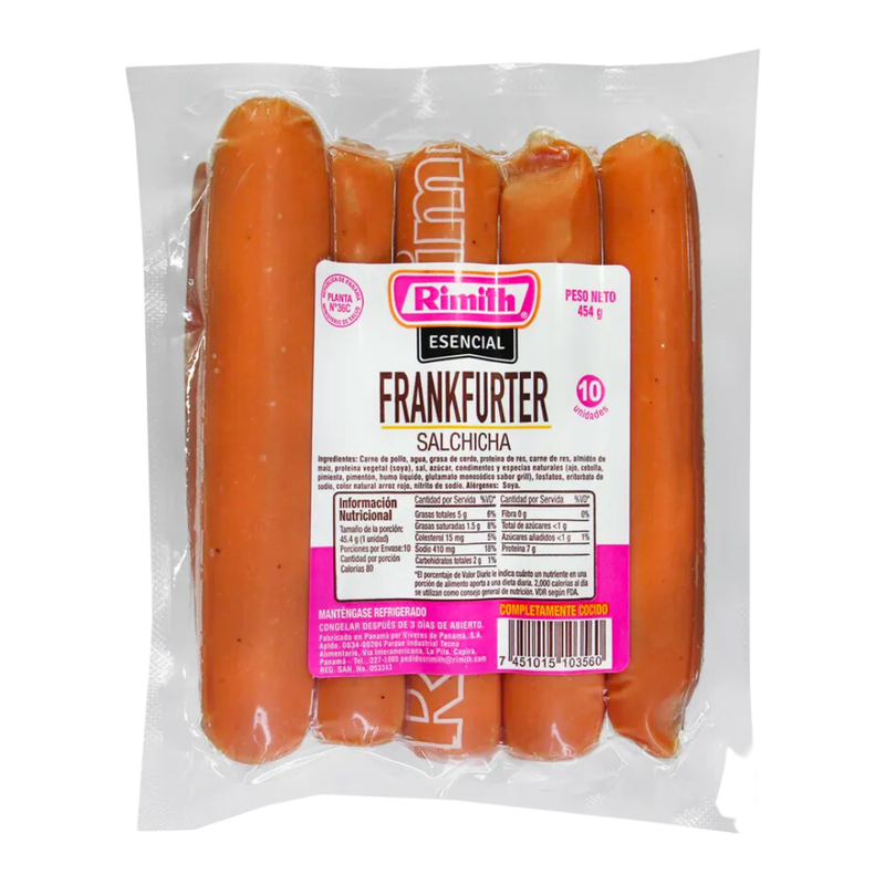 SALCHICHA FRANKFURTER ESENCIAL RIMITH 454 GR