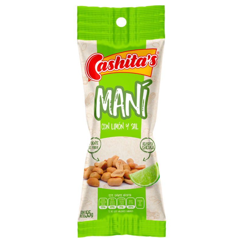 MANI CASHITAS CON LIMON Y SAL 55 G