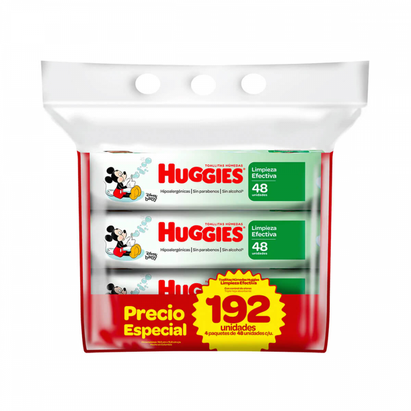 WIPES HUGGIES LIMPIEZA EFECTIVA 192 UND