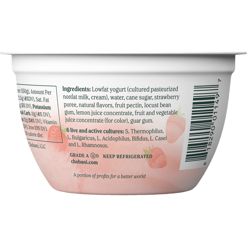 YOGURT CHOBANI LESS SUGAR MONTERREY STRAWBERRY 150 G